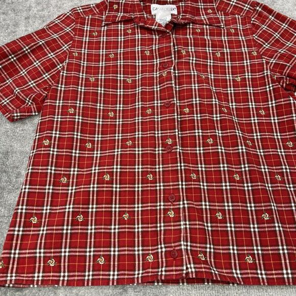 Vintage Cabin Creek Embroidered Plaid Button Up Shirt Size Small Floral 90s - Picture 2 of 9